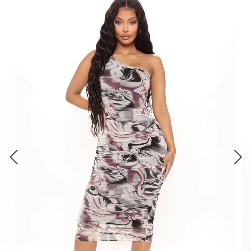 Marble Mesh Midi Dress